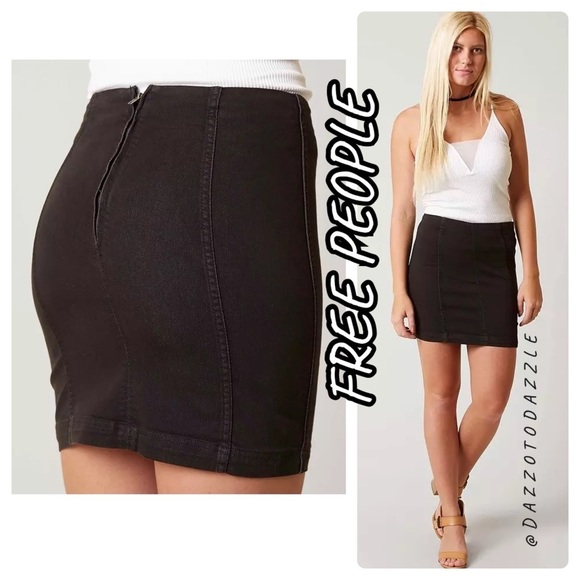 Free People Dresses & Skirts - FREE PEOPLE Black Modern Femme Stretch Denim Mini Skirt | 10​​​
